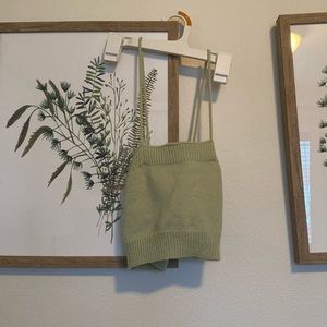 Cross back knit tank top